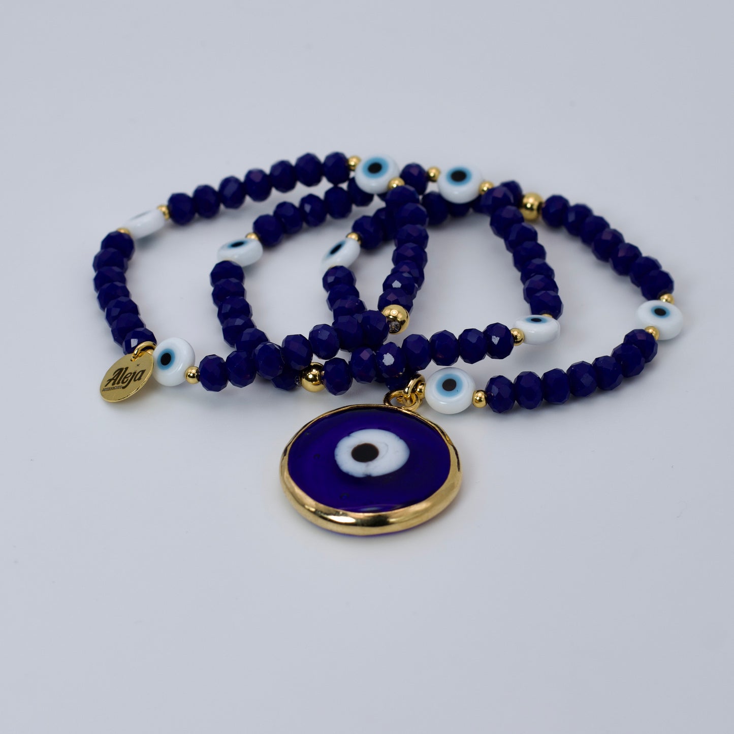 Trío de Pulseras Ojo Turco de Murano Azul