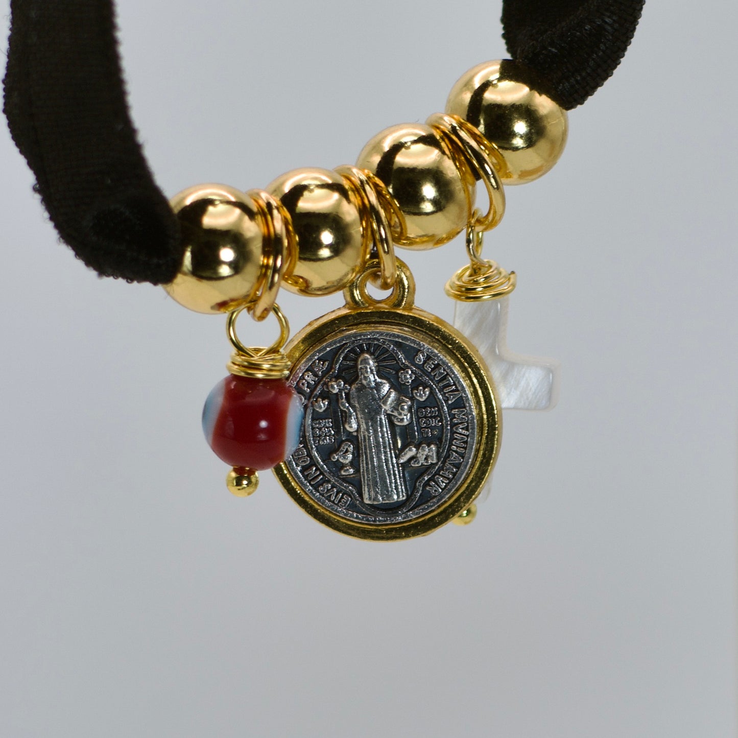 Pulsera Elastica con Medalla San Benito