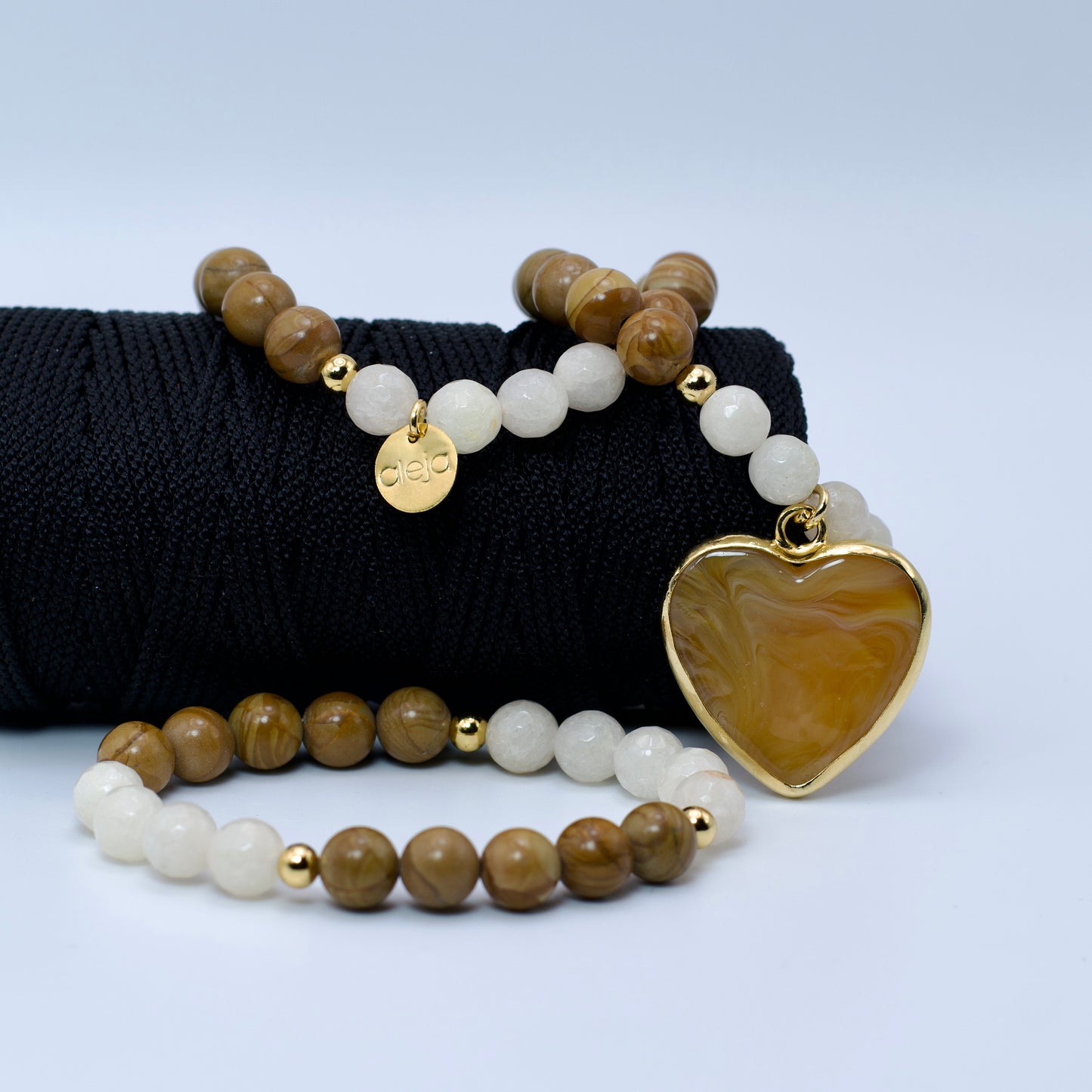 Trío de Pulseras Corazón de Murano Ambar