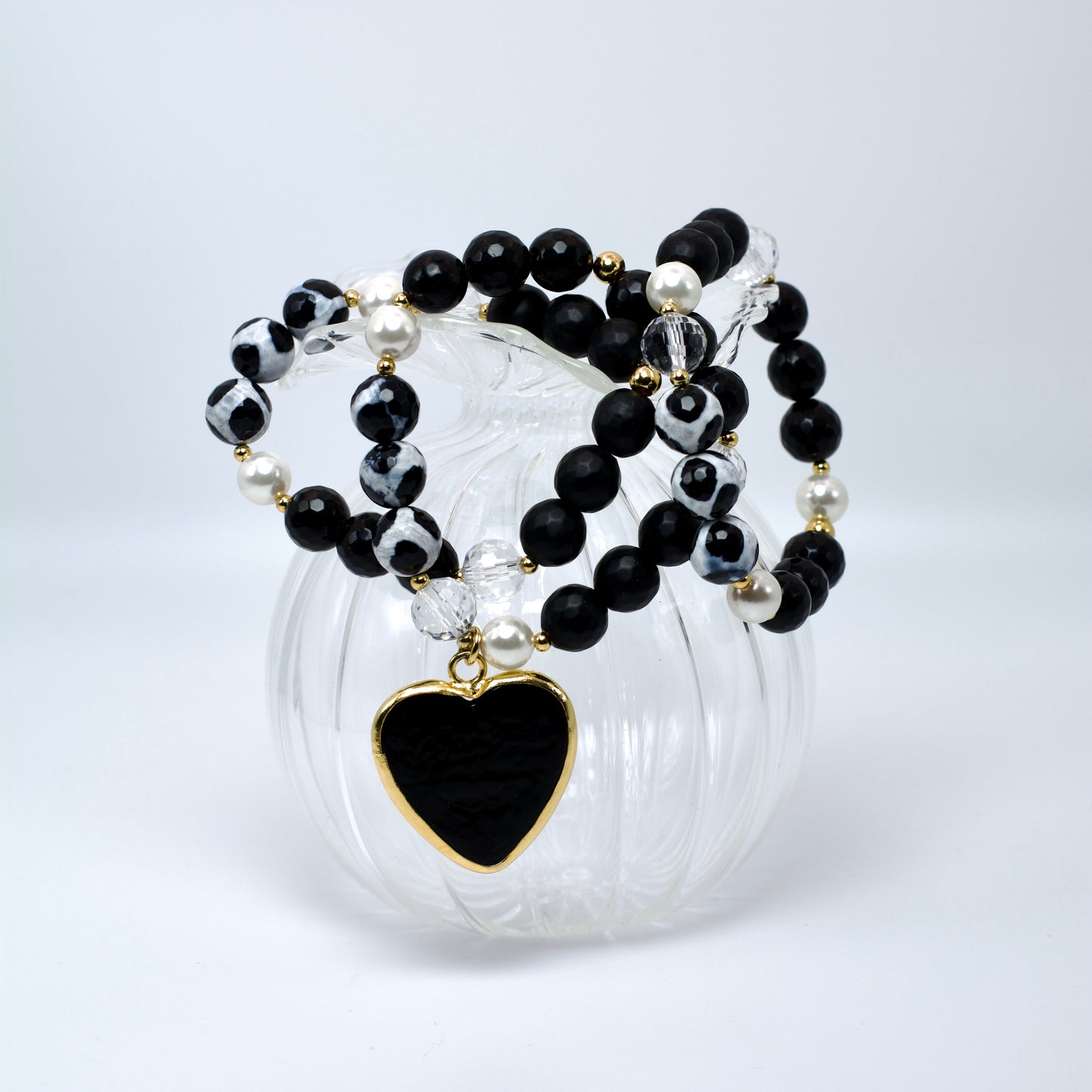 Trío de Pulseras Corazón Negro