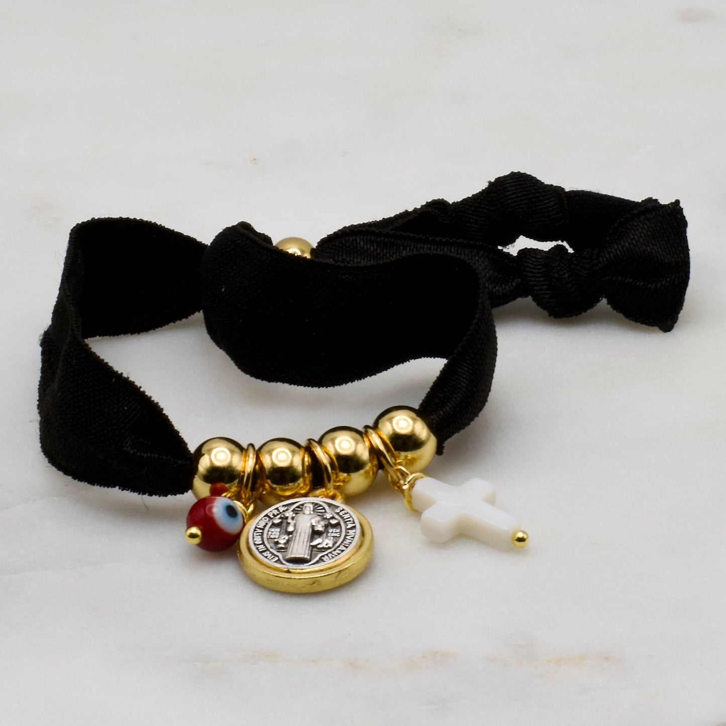 Pulsera Elastica con Medalla San Benito