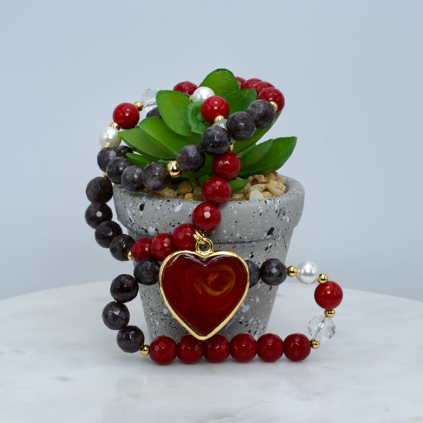 Trío de Pulseras con Corazon de Murano Amazonas