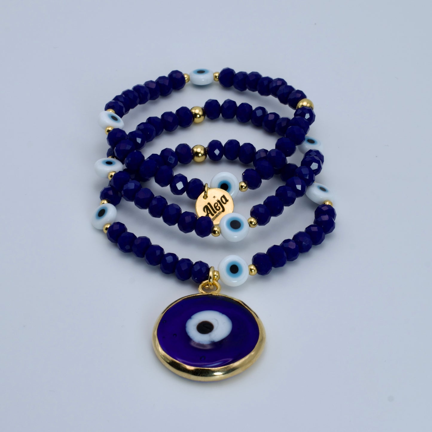 Trío de Pulseras Ojo Turco de Murano Azul