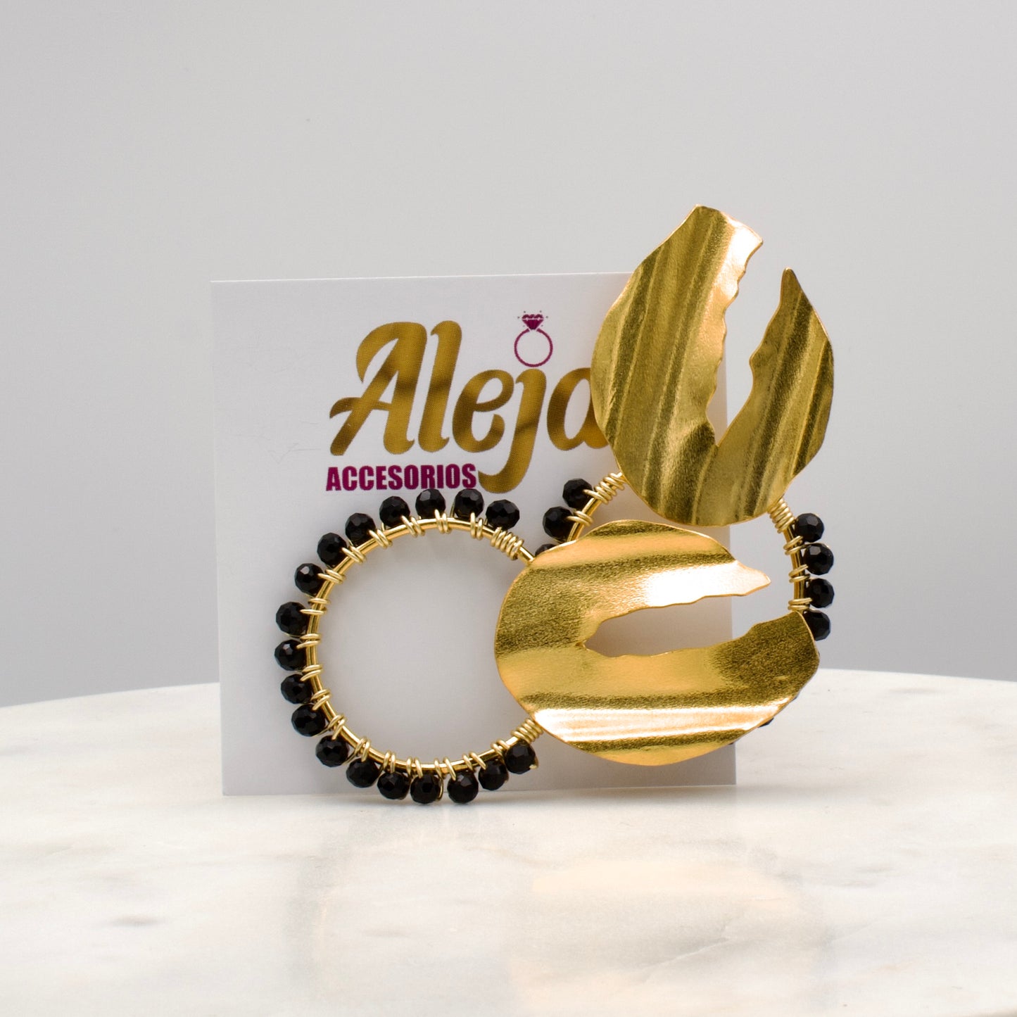 Pendientes Ester con Cristales Negros