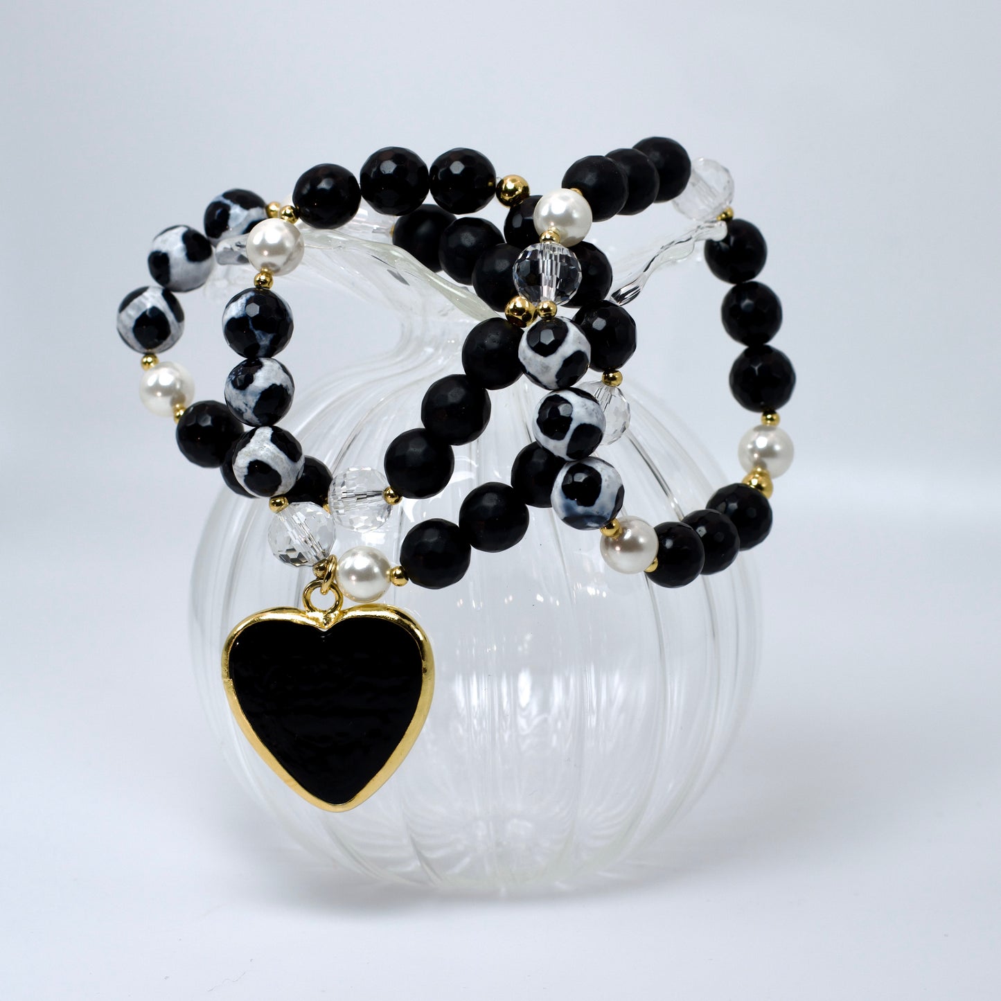 Trío de Pulseras Corazón Negro