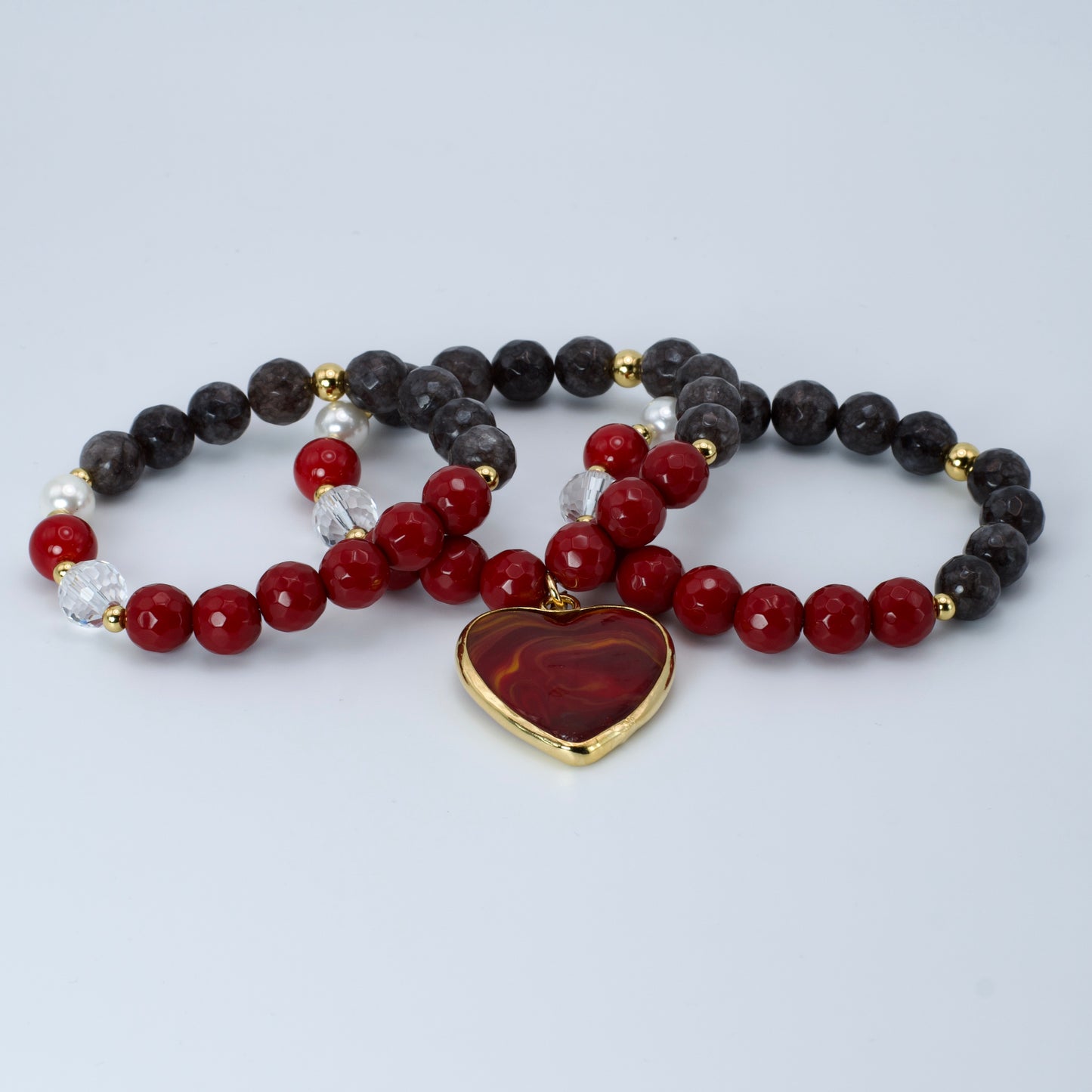 Trío de Pulseras con Corazon de Murano Amazonas