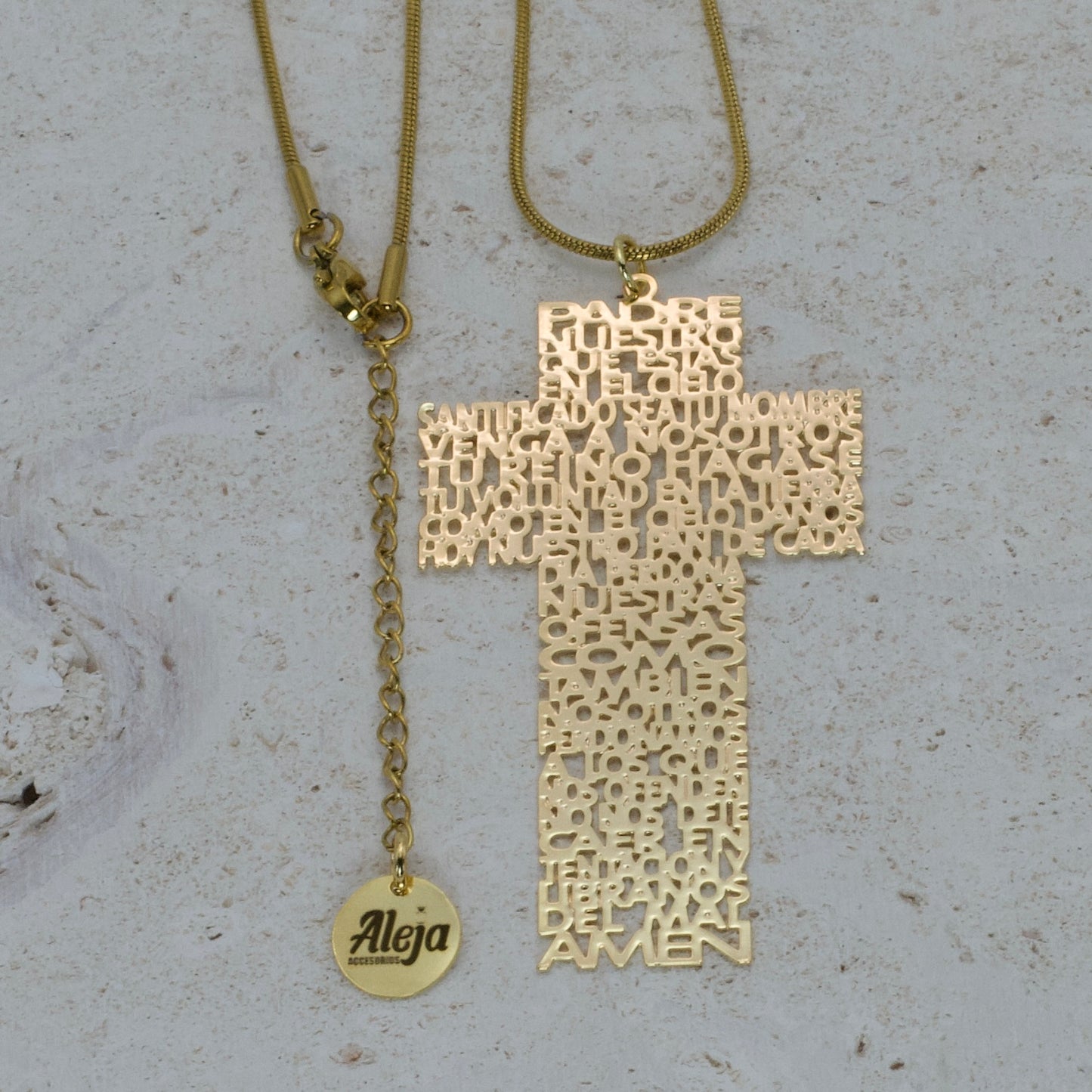 Cadena Maxi Cruz Padre Nuestro de Tejido Serpiente