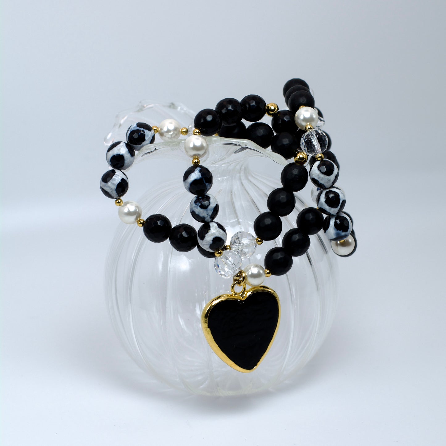 Trío de Pulseras Corazón Negro