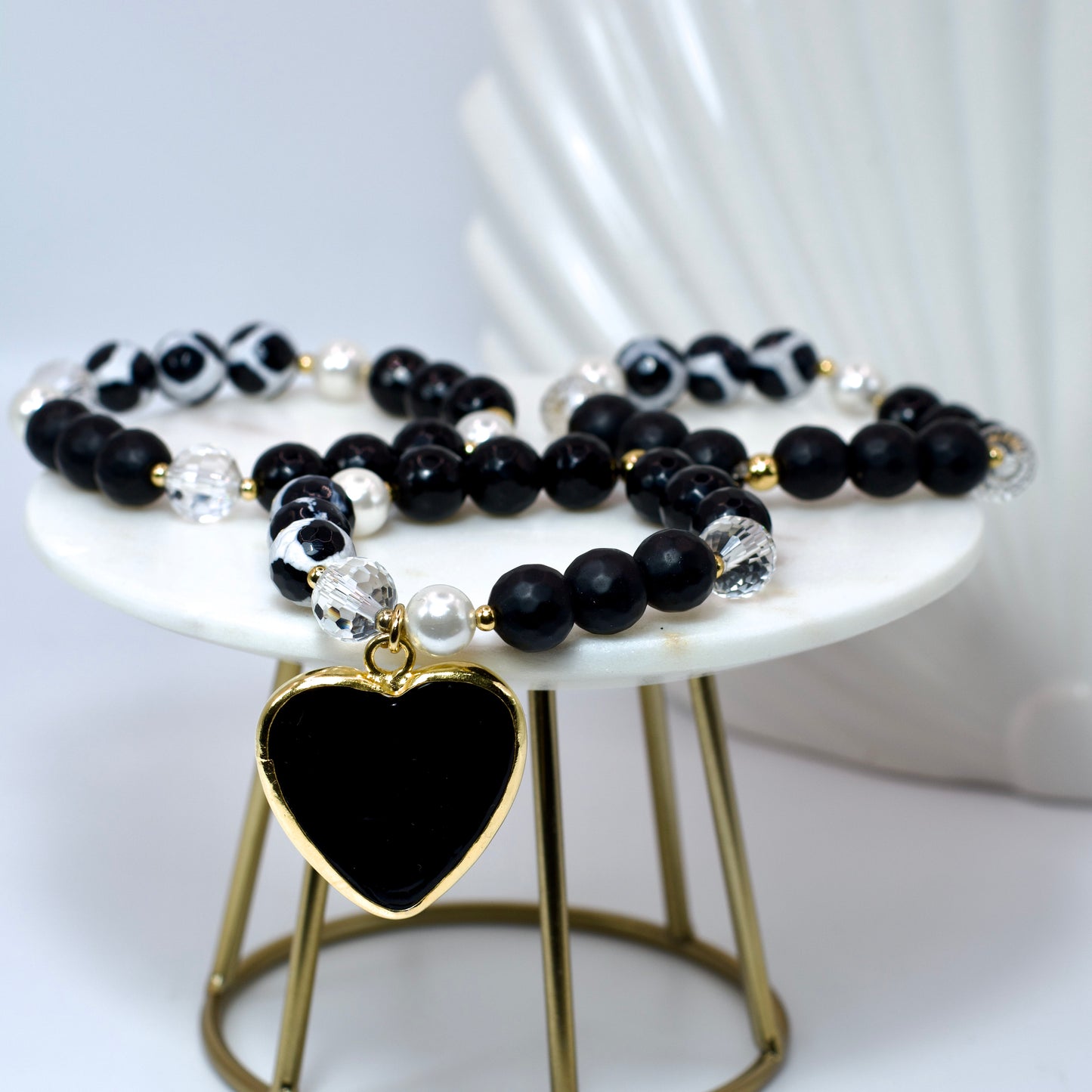 Trío de Pulseras Corazón Negro
