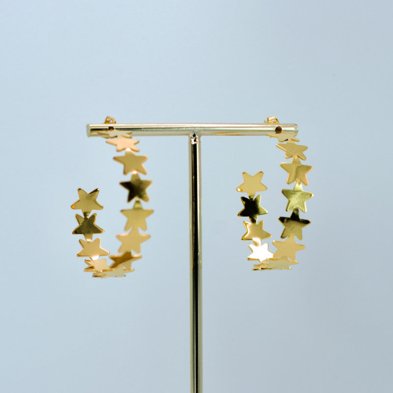 Pendientes de Estrellas Calados en Baño de Oro