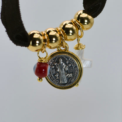 Pulsera Elastica con Medalla San Benito