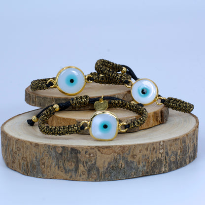 Pulsera Ojo Turco tejido macramé