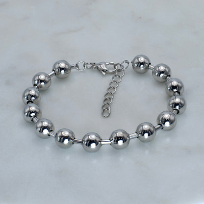Pulsera en Cadena Militar Plateada 8mm
