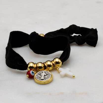 Pulsera Elastica con Medalla San Benito