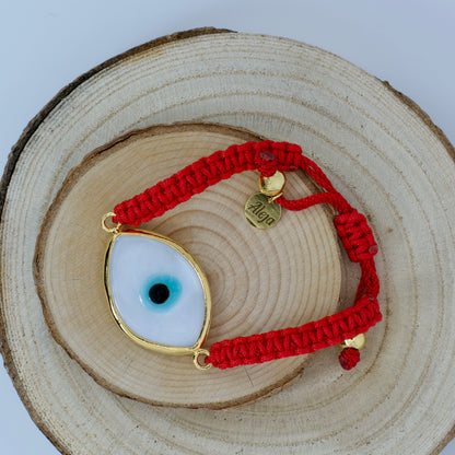 Pulsera Macramé Rojo con Ojo Turco