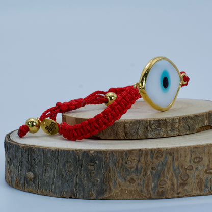 Pulsera Macramé Rojo con Ojo Turco