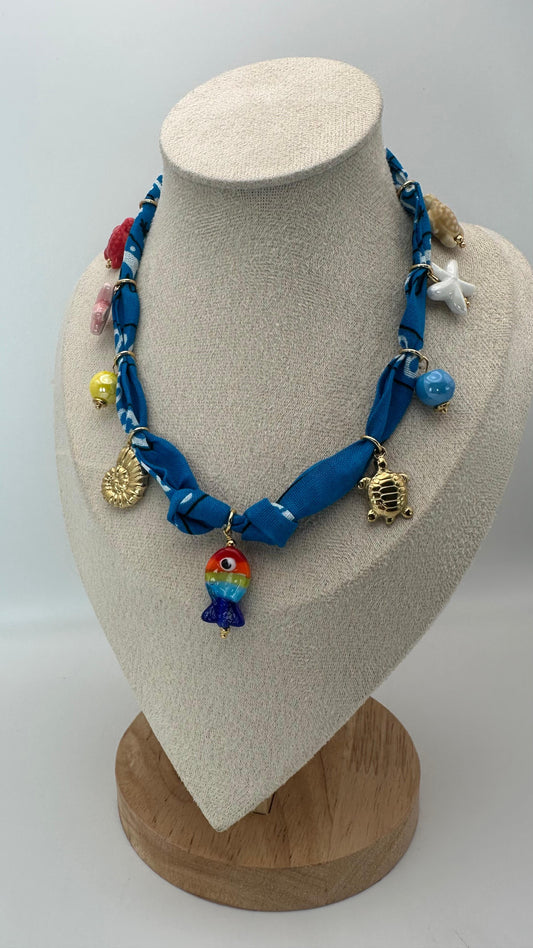 Collar Bandana Azul Turquesa