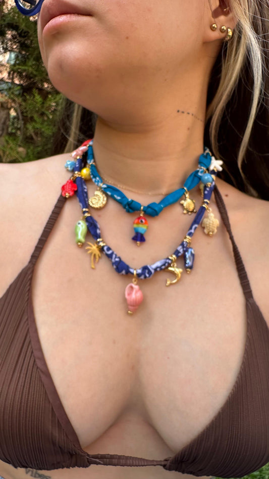 Collar Bandana Azul Turquesa