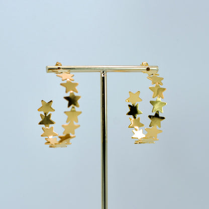 Pendientes de Estrellas Calados en Baño de Oro